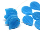 18x13mm Bright Blue large glass leaves, Czech glass 12Pc