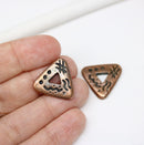 2pc Antique copper ornament triangle charms