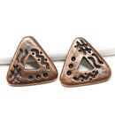 2pc Antique copper ornament triangle charms