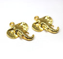 2pc Golden tone Elephant head charms
