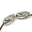 2pc Shaking hands antique silver beads, 3mm hole