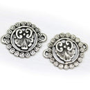 22mm Antique silver round bracelet connector 2Pc