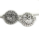 22mm Antique silver round bracelet connector 2Pc