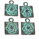 4pc Hamsa hand square charms, Healing hand 21mm