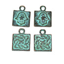 4pc Hamsa hand square charms, Healing hand 21mm