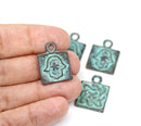 4pc Hamsa hand square charms, Healing hand 21mm
