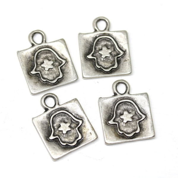 4pc Antique silver Hamsa hand charms, Healing hand