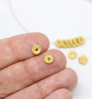 6mm Golden daisy rondelle beads, Greek metal casting 1mm hole, 10pc