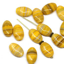 15x9mm Yellow ochre oval, mixed color rhombus beads - 15pc