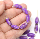14x7mm Violet purple long barrel czech glass beads, mixed color 25Pc