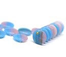 12mm Blue pink lentil czech glass round circle beads - 20Pc