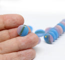 12mm Blue pink lentil czech glass round circle beads - 20Pc