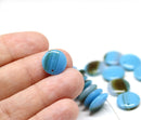 12mm Blue brown lentil czech glass round circle beads - 15Pc