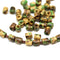 6mm ceramic tube beads, Green yellow brown 2mm hole, 50pc