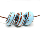 18mm Blue brown ceramic ring pendant beads, 3pc