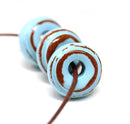 18mm Blue brown ceramic ring pendant beads, 3pc