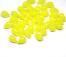 6x9mm Lemon yellow czech glass teardrop beads, 40pc