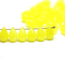 6x9mm Lemon yellow czech glass teardrop beads, 40pc