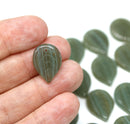 18x13mm Dark gray large leaves, Czech glass beads, 15Pc