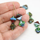 12mm Multicolored Rhombus shape,  mixed color beads -15pc