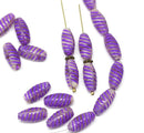 14x7mm Violet purple long barrel czech glass beads, mixed color 25Pc