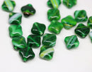12mm Dark green  yellow mixed Rhombus shape beads, 15pc