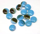 12mm Blue brown lentil czech glass round circle beads - 15Pc