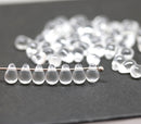 4x6mm Tiny crystal clear teardrops, Czech glass pressed drops - 50pc