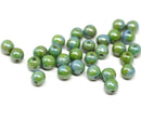 6mm Blue green druk round czech glass bead spacers - 30Pc