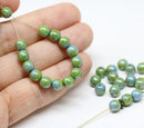 6mm Blue green druk round czech glass bead spacers - 30Pc