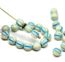 6mm Off white Czech glass melon shape round beads - 30pc