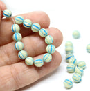 6mm Off white Czech glass melon shape round beads - 30pc