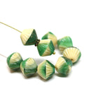 11mm Green beige czech glass bicone beads, mixed color 10pc