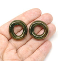 25mm Metallic bronze ceramic ring donut beads, 2pc