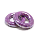 25mm Metallic purple ceramic ring donut beads, 2pc
