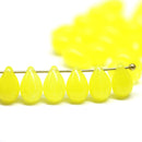 6x9mm Lemon yellow czech glass teardrop beads, 40pc