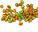 5x7mm Yellow orange green teardrops, czech glass - 50pc