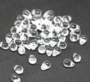 4x6mm Tiny crystal clear teardrops, Czech glass pressed drops - 50pc
