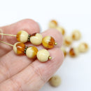 8mm Beige brown topaz czech glass druk pressed beads 30Pc