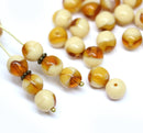 8mm Beige brown topaz czech glass druk pressed beads 30Pc