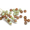 3x5mm Rustic light green brown Czech glass beads spacers - 40Pc