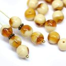 8mm Beige brown topaz czech glass druk pressed beads 30Pc