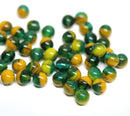 6mm green yellow czech glass round druk pressed beads spacers 50Pc