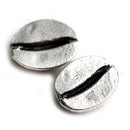 2pc Antique silver large Coffee bean beads