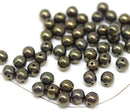 6mm Czech glass beads Metallic dark brown green round druk spacers 50Pc