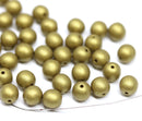 6mm Matte dull gold Czech glass beads, round druk pressed spacers - 50Pc