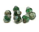 11x10mm Green turbine beads, Picasso finish Czech glass fire polished bicone faceted beads 8pc