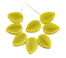 12x16mm Yellow side drilled leaf czech glass beads 10pc