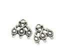 2pc Antique silver 3 loop connectors, Snake shape
