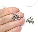 2pc Antique silver 3 loop connectors, Snake shape
